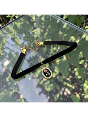 Black Velvet Choker Necklace Rose Pendant Gothic Choker Victorian Rose Necklace